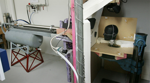 CRASH TEST: The air cannon used in impact testing at the OBO laboratory in Palmerston North.
